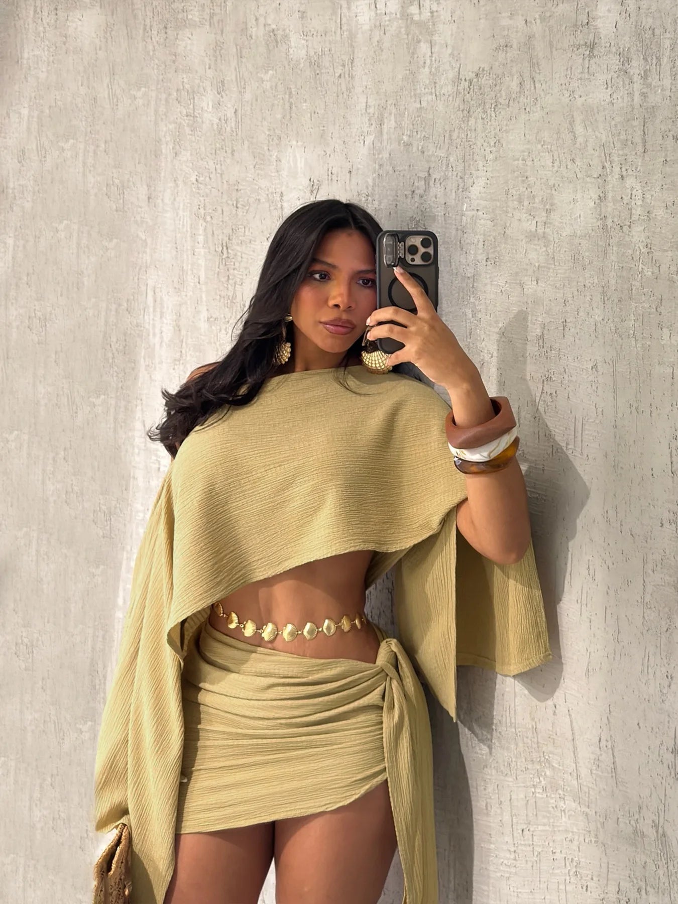 Jasmine Loose Fit Crop Top & Skirt Set