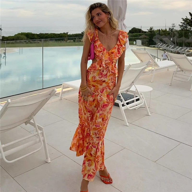 Elegant Ruffle Resort Dress