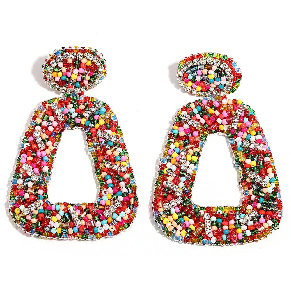 Handmade Beaded Drop Earrings