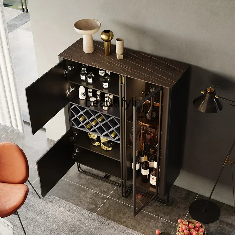 Italian Minimalist Wine Cabinet Modern Simple and Light Luxury Villa Living Room Designer Stone Plate Tall Wine Cabinet