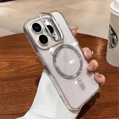 For iPhone 16 Pro Max Luxury Magsafe Magnetic Flash Lens Holder Stand Phone Case For iPhone 11 12 13 14 15 Plus Protective Cover