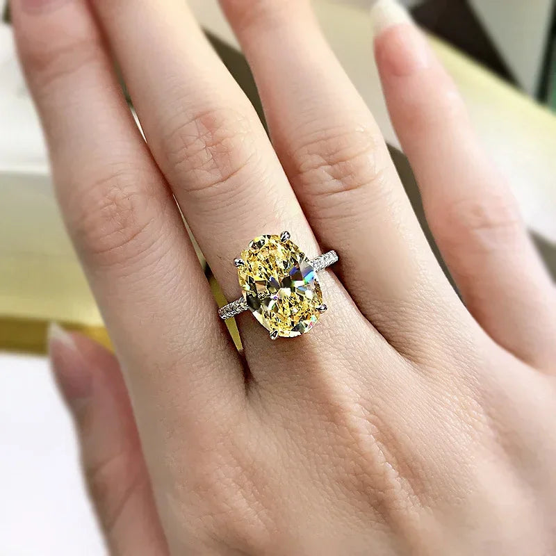 Luxury Oval 5ct Topaz Finger Ring 925 Sterling Silver Party Wedding Band Rings for Women Men Promise Engagement Jewelry Gift Luxlife Brands