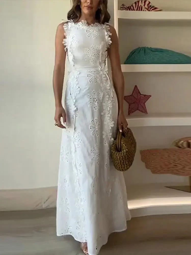 Maria Embroidered Summer Maxi Dress