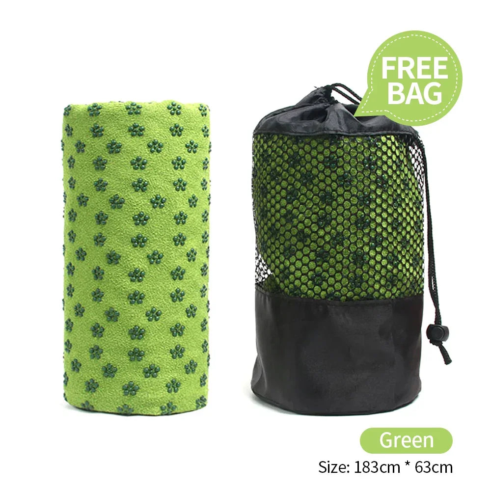 Yoga Mat Cover Towel Non-Slip Sweat Absorbent Solid Foldable Portable Pilates Exercise Sports Travel Fitness Blanket 183CM*63CM