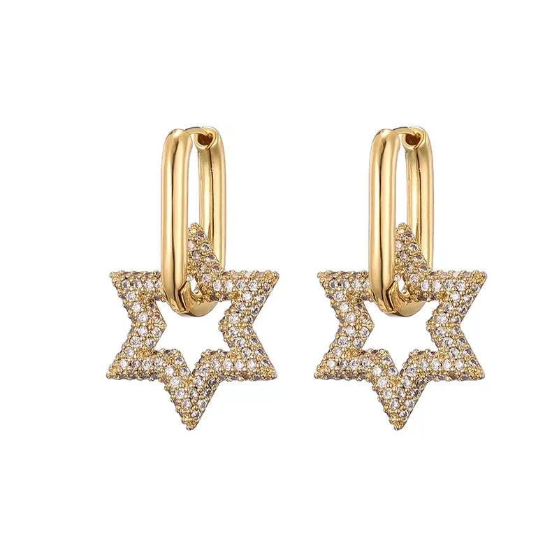 Star Gazing Gold Color Zircon Earrings LUXLIFE BRANDS