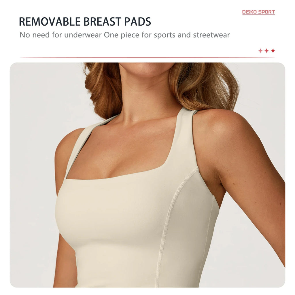 Hearuisavy 2Pcs Woman's Sports Set Naked-Feel Racerback Sports Tops Gym Tank Top Female Breathable High Waist Fitness Yoga Pants