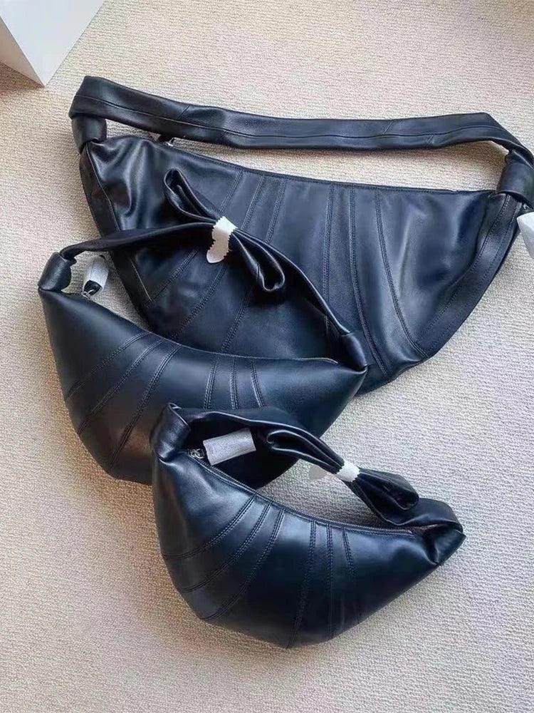 Leather Croissant Bag for Women LUXLIFE BRANDS