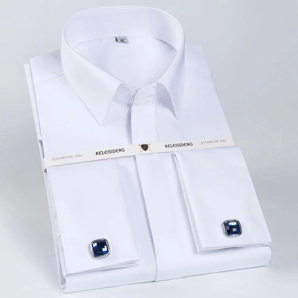 Classic French Cuff Hidden Button Dress Shirt Luxlife Brands