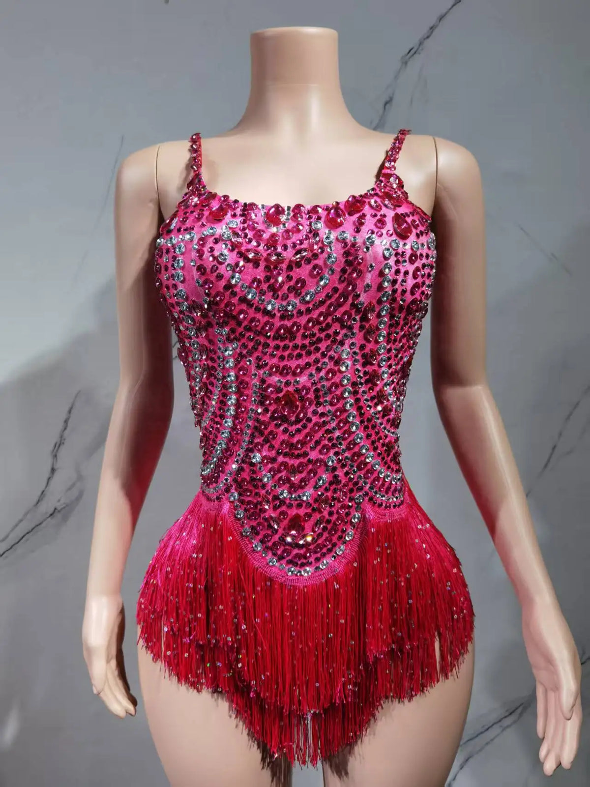 The Stardust Festival Fringe Bodysuit – Luxury Rhinestone Tassel Showgirl Costume