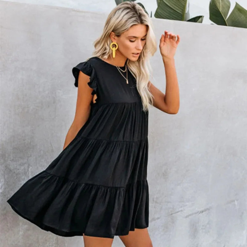 Casual Summer Maternity Ruffle Dress