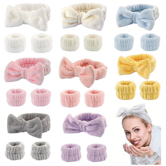 Velvet Headbands Wrist Set Washing Face Women Makeup Flannel Headbands Wristband Spa Skincare Hair Accessories Wholesale