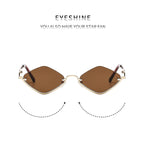 Fashion Small Polygonal Sunglasses Women Brand Metal Half Frame Glasses Ladies Hipster Sexy Cat Eye Shades Vintage Luxlife Brands