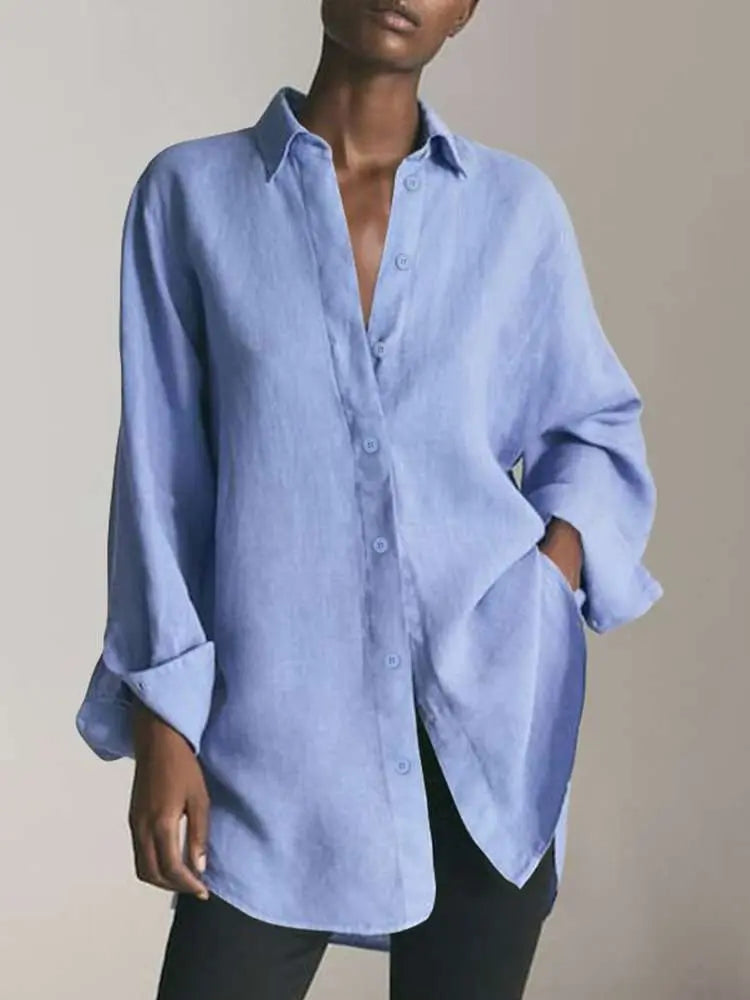 Casual Long Sleeve Solid Shirts Women Sexy Baggy Tops 2023 VONDA Ladies Party Tops Tunic Female Blusas Femininas Blouses