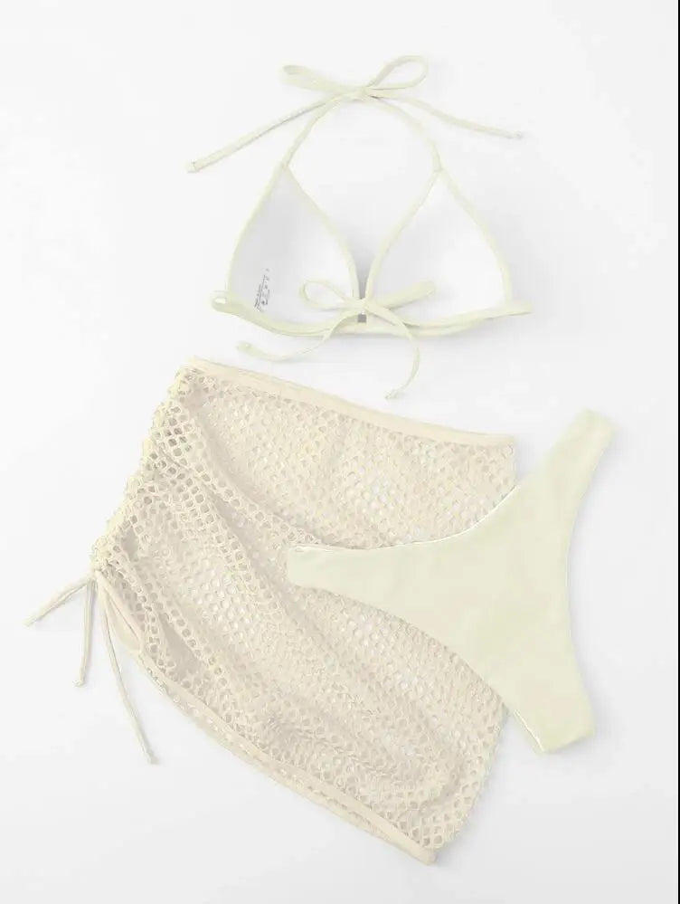 Nadanbao Sexy Mesh Solid Bikini Set Swimsuits for Woman Backless Travel Party Swimwear Female Summer Beach Fashion Bikini Luxlife Brands