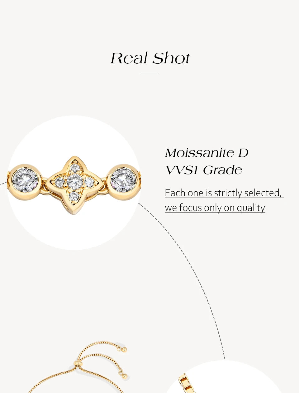 LUX FINE JEWELRY | Starlight D Color VVS1 Moissanite S925 SS Bracelet - Adjustable 24cm Luxlife Brands