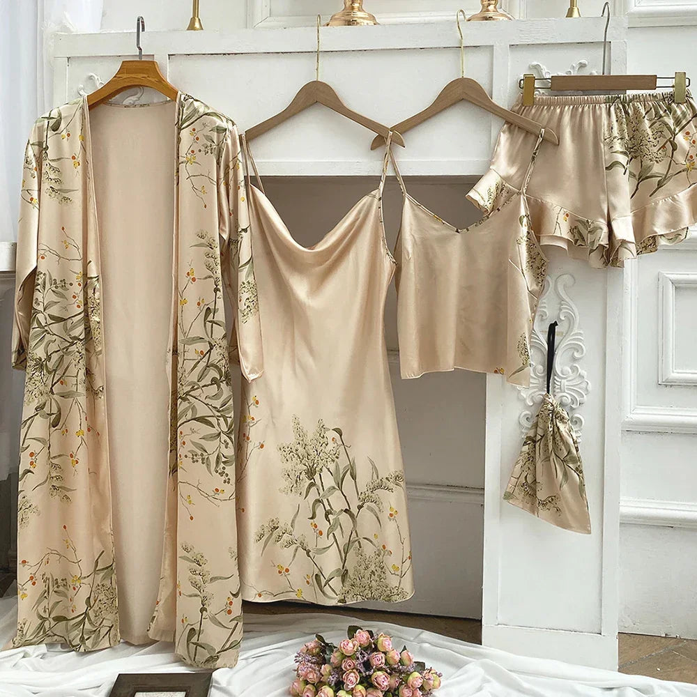 Manifest Kimono Satin Sleepwear Set LUXLIFE BRANDS