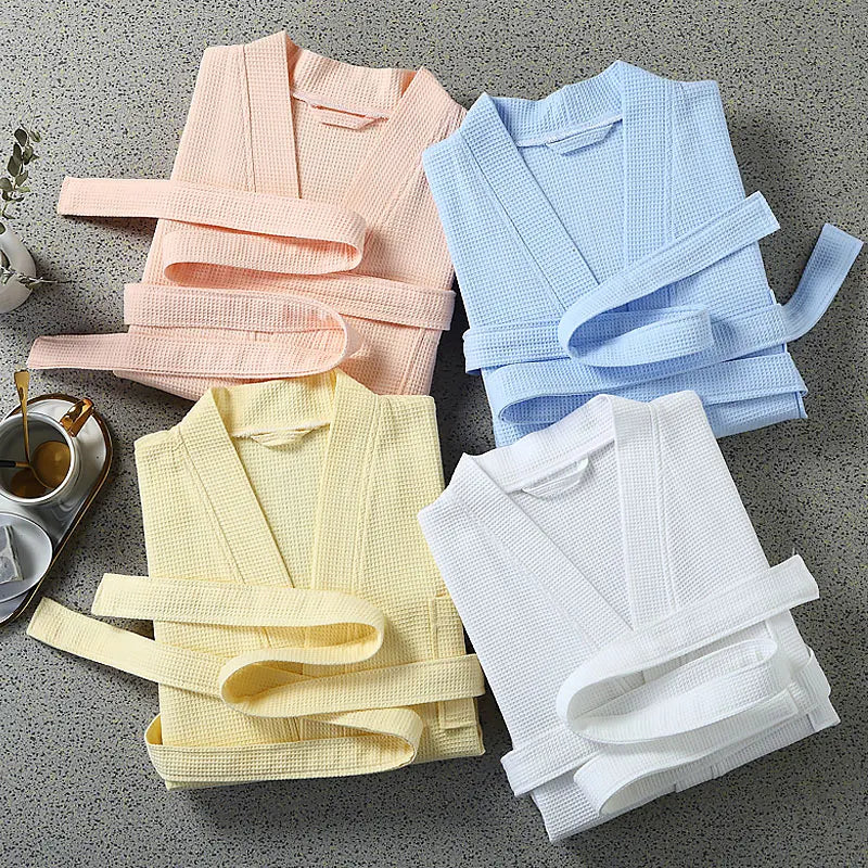 Women 100% Cotton Terry Bath Robe Plus Size Suck Water Towel Bathrobe Kimono Dressing Gown Winter Summer Men Waffle Sleepwear LUXLIFE BRANDS