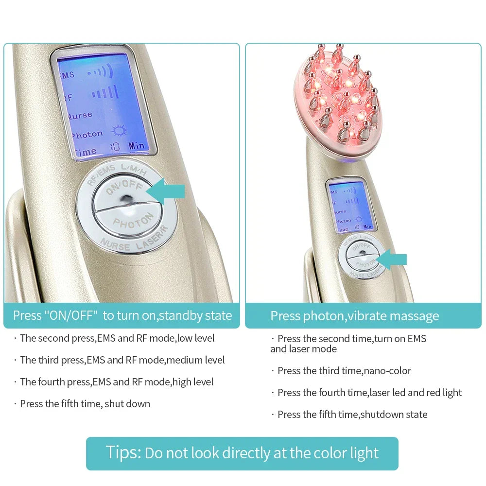 RF Laser Hair Growth Comb Massage Nano Anti Hair Loss Treatment Infrared Red Light EMS Vibration Massager Hair Care Hair Brush LUXLIFE BRANDS