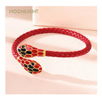 Double Snake Head Cuff Bangles Braided Leather Luxlife Brands