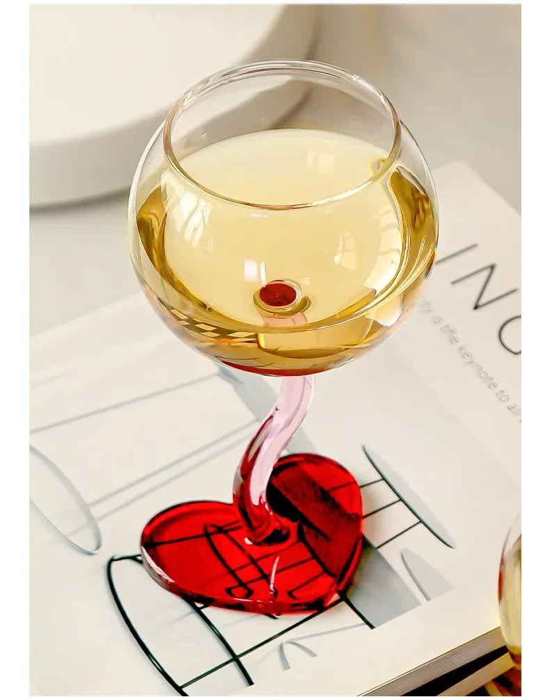Heart Shape Glass Goblet Mug Champagne Wine Cup High Borosilicate Glass Heat-resistance Cocktail Glass Valentine's Day Gift