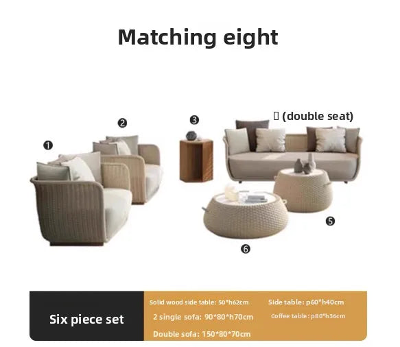 Italian Style Modern Luxury Waterproof Outdoor Rattan Garden Sofa Set For Hotels And Villas For Courtyard Luxlife Brands