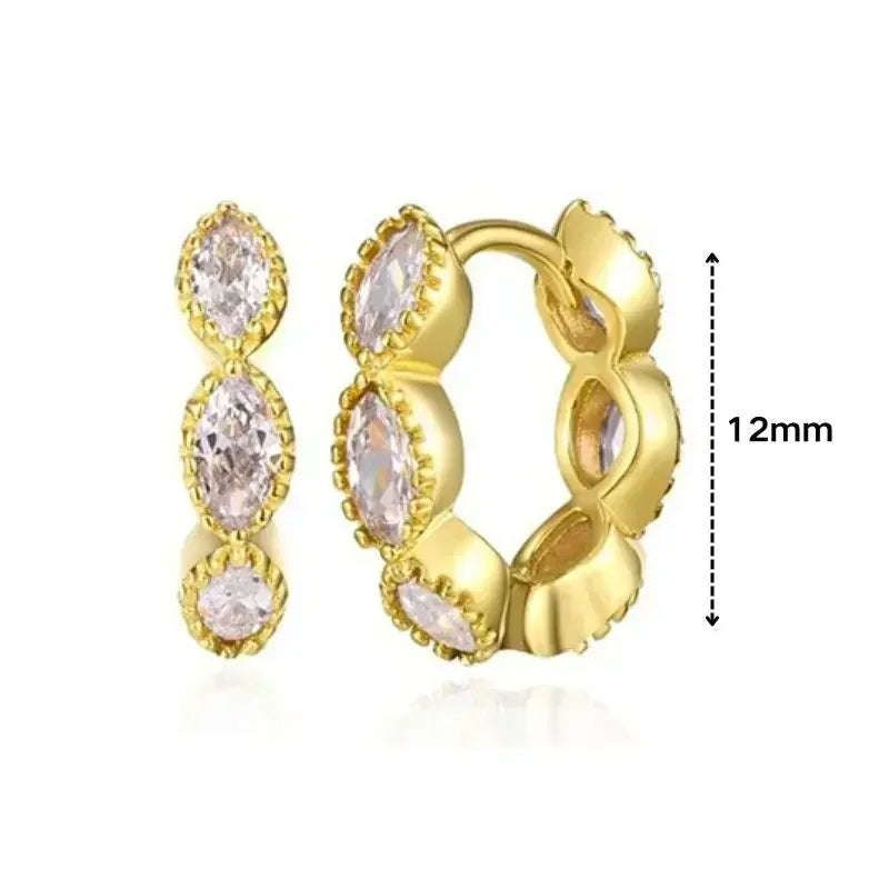 Luxury white crystal zircon earrings 925 sterling silver ear needles Hoop gold earrings For women Fashion Luxury Wedding Jewelry Luxlife Brands