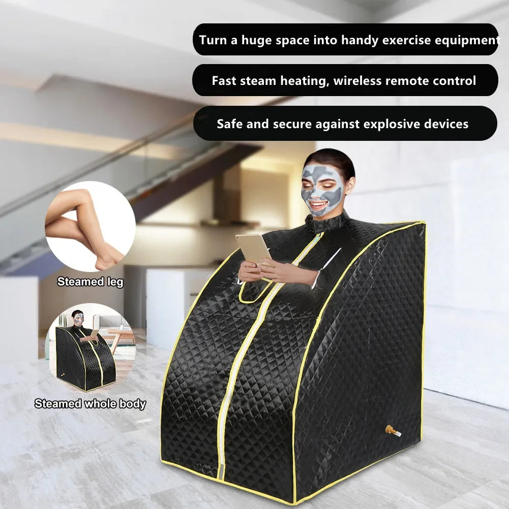 Portable Sauna Household Steam Room Beneficial Skin 2.0L Machine Slimming Bath SPA Health Simple Joint Steel Frame LUXLIFE BRANDS