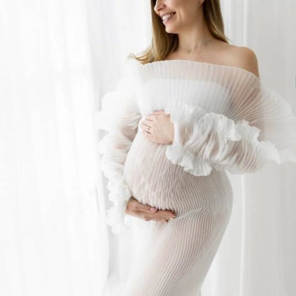 Elegant Pleated Maternity Gown