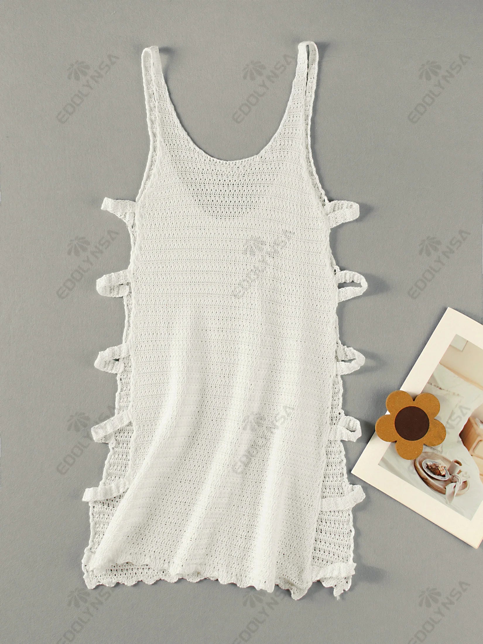 Women's Sexy U Neck Sleeveless Knit Horizontal Stripes Side Cut Out Beach Mini Dress 2025 Summer Beachwear Swimsuit Cover Up K90 Luxlife Brands