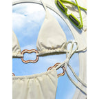 Sexy Halter Metal Rings High Leg Cut Bikini Female Swimsuit Women Swimwear Two-pieces Bikini set Bather Bathing Suit Swim V6564 Luxlife Brands