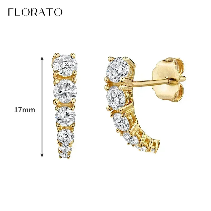 Luxury white crystal zircon earrings 925 sterling silver ear needles Hoop gold earrings For women Fashion Luxury Wedding Jewelry