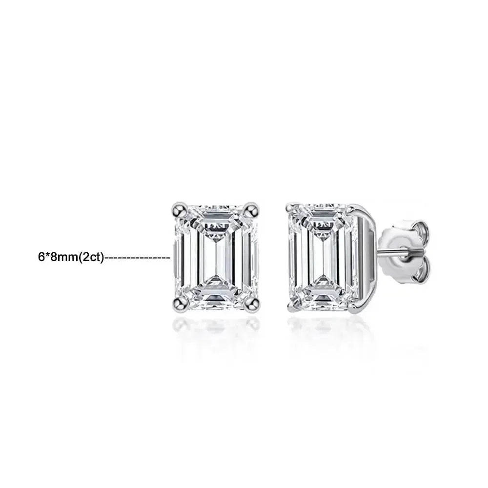 Emerald Cut Moissanite Earrings for Women 0.5 - 2ct D Color Lab Grow Diamond with GRA s925 Sterling Silver Trendy Stud Earring Luxlife Brands