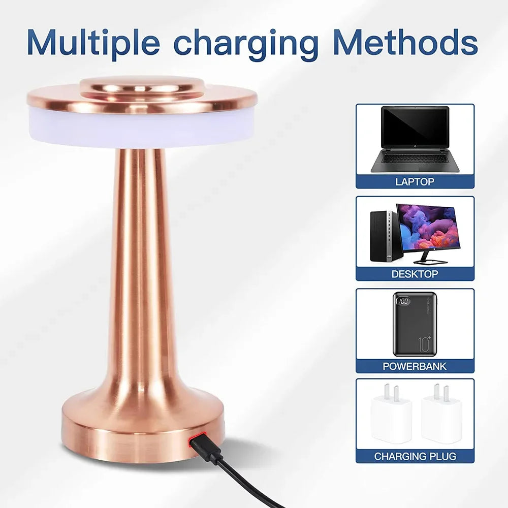 Retro Bar Table Lamp Led Rechargeable Desk Light Room Decor Lampe Camping Luces Bedroom Coffee Decoration Chambre Night Lights LUXLIFE BRANDS