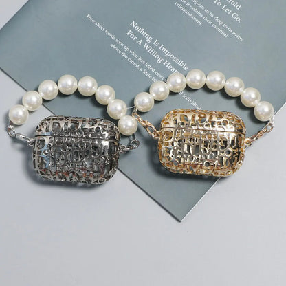 DAEYOTEN Metallic Palace Style Luxury Pouch Pearl Chain Crossbody Bags Female Handbag Ins Mini Decorative Headphone Bag ZM1358