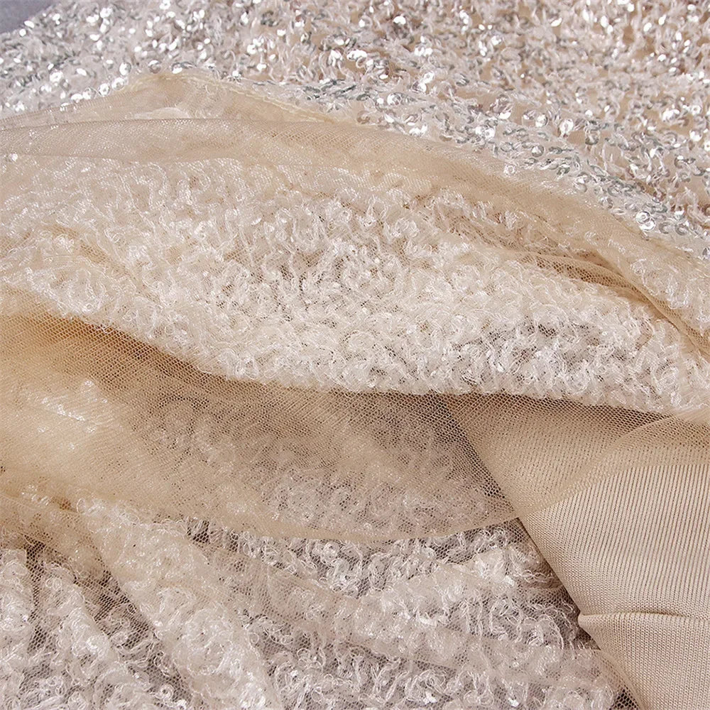 Women Bandages Dress Sexy Sequins One Shoulder Patchwork Clothes 2022 New Celebrity Party Club Mini Dresses LUXLIFE BRANDS
