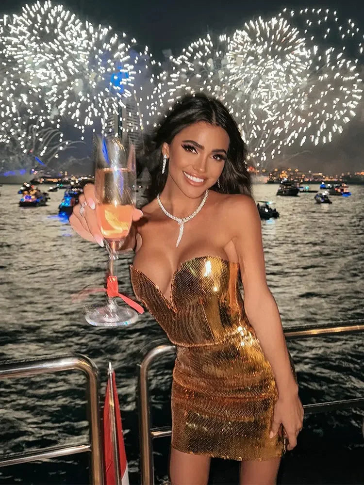 LUX Gold Sequin Mini Dress LUXLIFE BRANDS