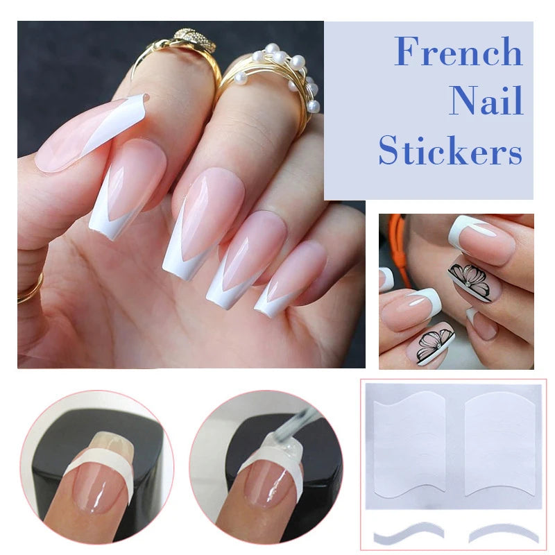 White French Manicure Nail Sticker Stencil LUXLIFE BRANDS