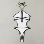 Sexy White Backless Swimwear Women 2024 One Piece Swimsuit Hollow Out Monokini Bathing Suit String Halter Swimming Wear Bather Luxlife Brands