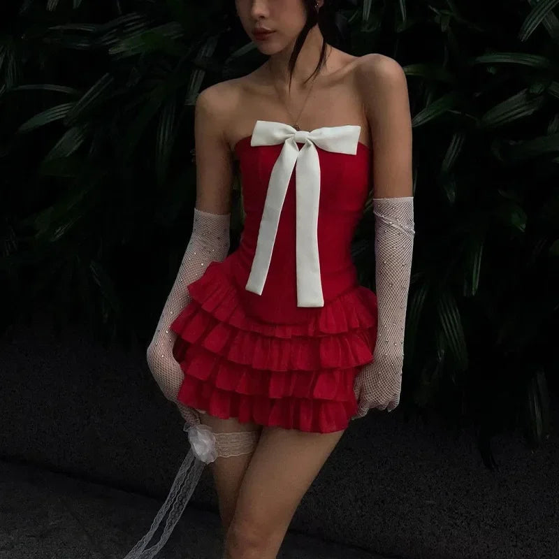 LUX IN LOVE Red Strapless Top & Skirt Set Luxlife Brands