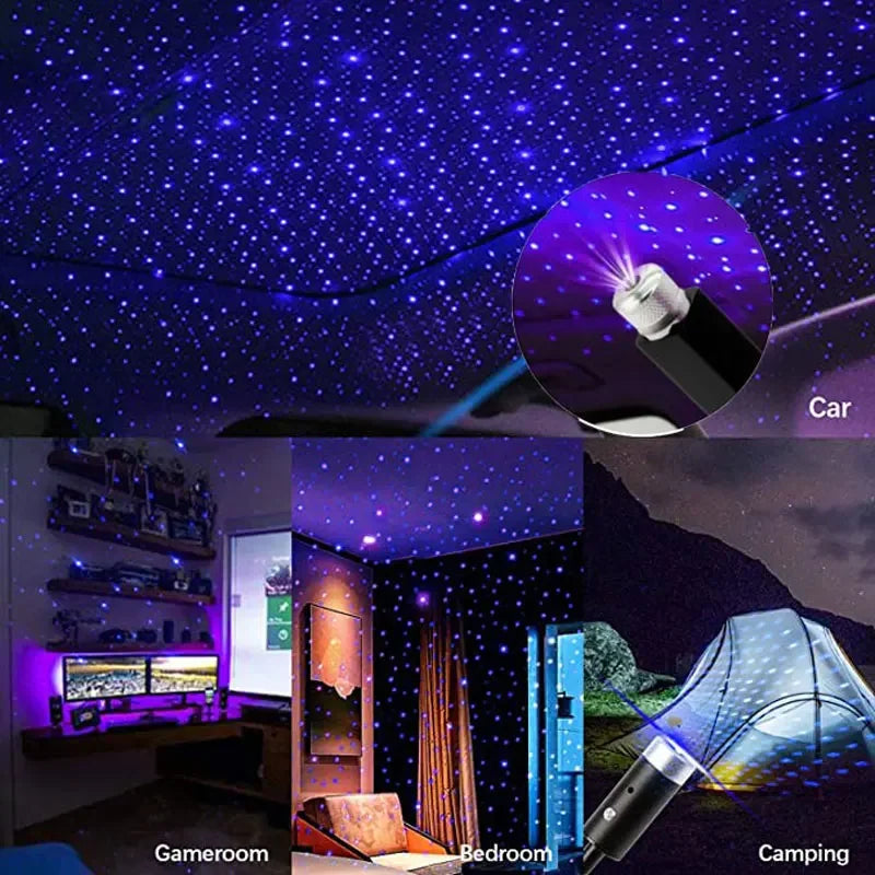 LED Starry Sky Lamp Car Laser Star Roof Light 5V USB Powered Galaxy Star Atmosphere Light Projector Lamp For Room Ceiling Decor Luxlife Brands