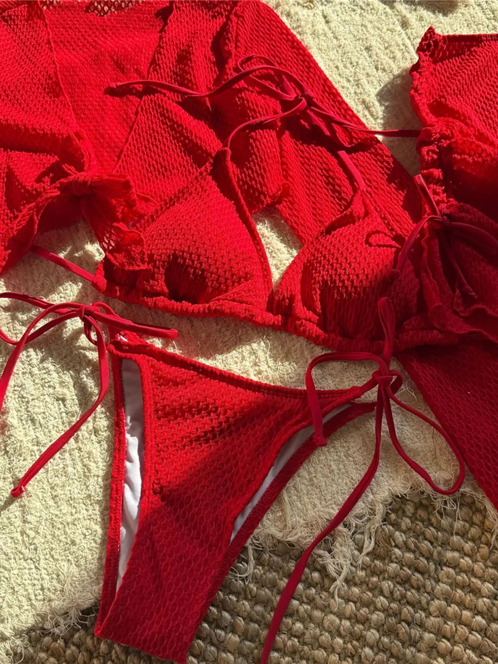 2025 Long Sleeve With Skirt Halter Bikini Women Swimwear Female Swimsuit Four-pieces Bikini set Bather Bathing Suit Swim V6358