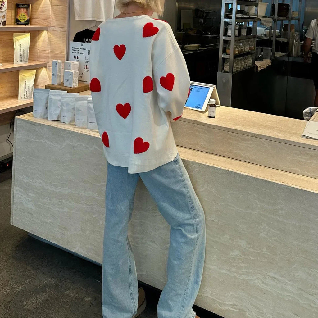 Embroidery Heart Valentine's Day Sweater LUXLIFE BRANDS