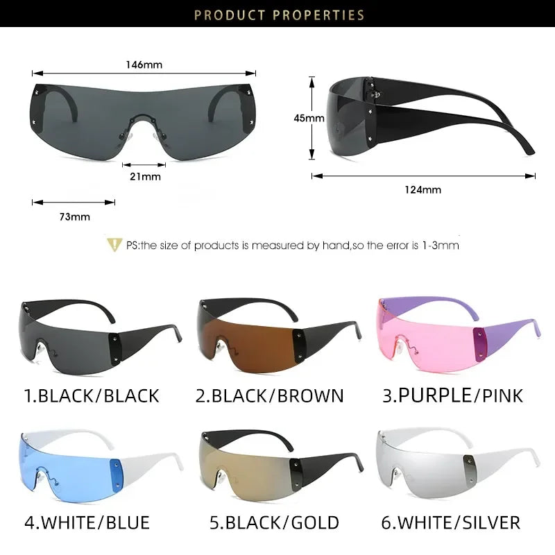 Luxury Brand Punk Sunglasses 2000'S NEW Women One Piece Designer Sun Glasses UV400 Unisex Shades Eyewear Fashion Y2k Eyeglasses LUXLIFE BRANDS