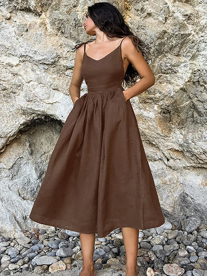 Summer A-Line Flare Midi Dress