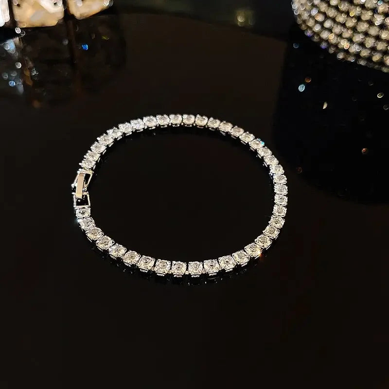 Luxurious Sparkling Adjustable Zircon Bracelets For Women New Gold Plated High Quality Bracelet Wedding Jewelry Birthday Gift