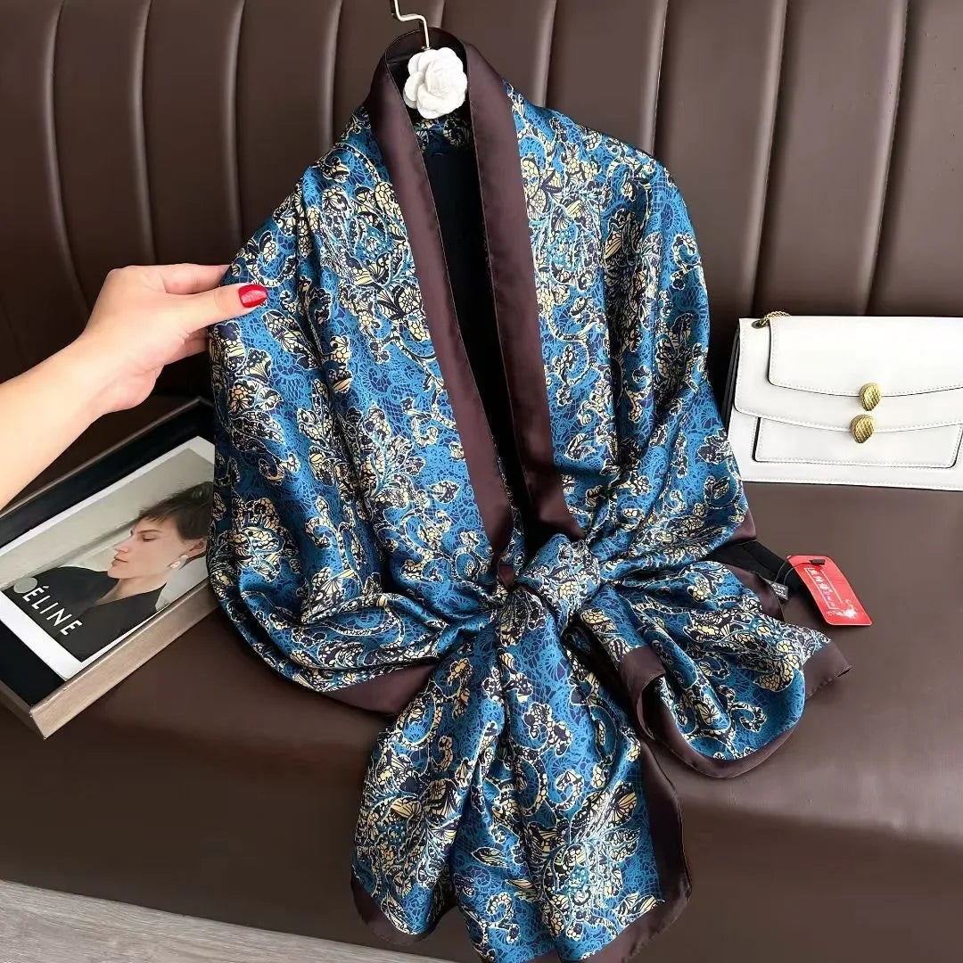 180*90cm Luxury Brand Spring Summer Autumn Women Clothing New Fashion Color matching printed silk scarf lady popular turba
