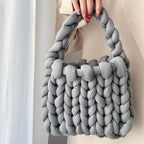 Beach Crochet Handbag Summer Straw Rope Knitting Top-Handle Bag for Women's Icelandic Wool Handmade Clutch Bag Lightweight Totes Luxlife Brands