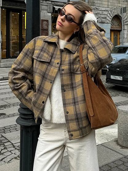 Autumn Wool Plaid Jacket