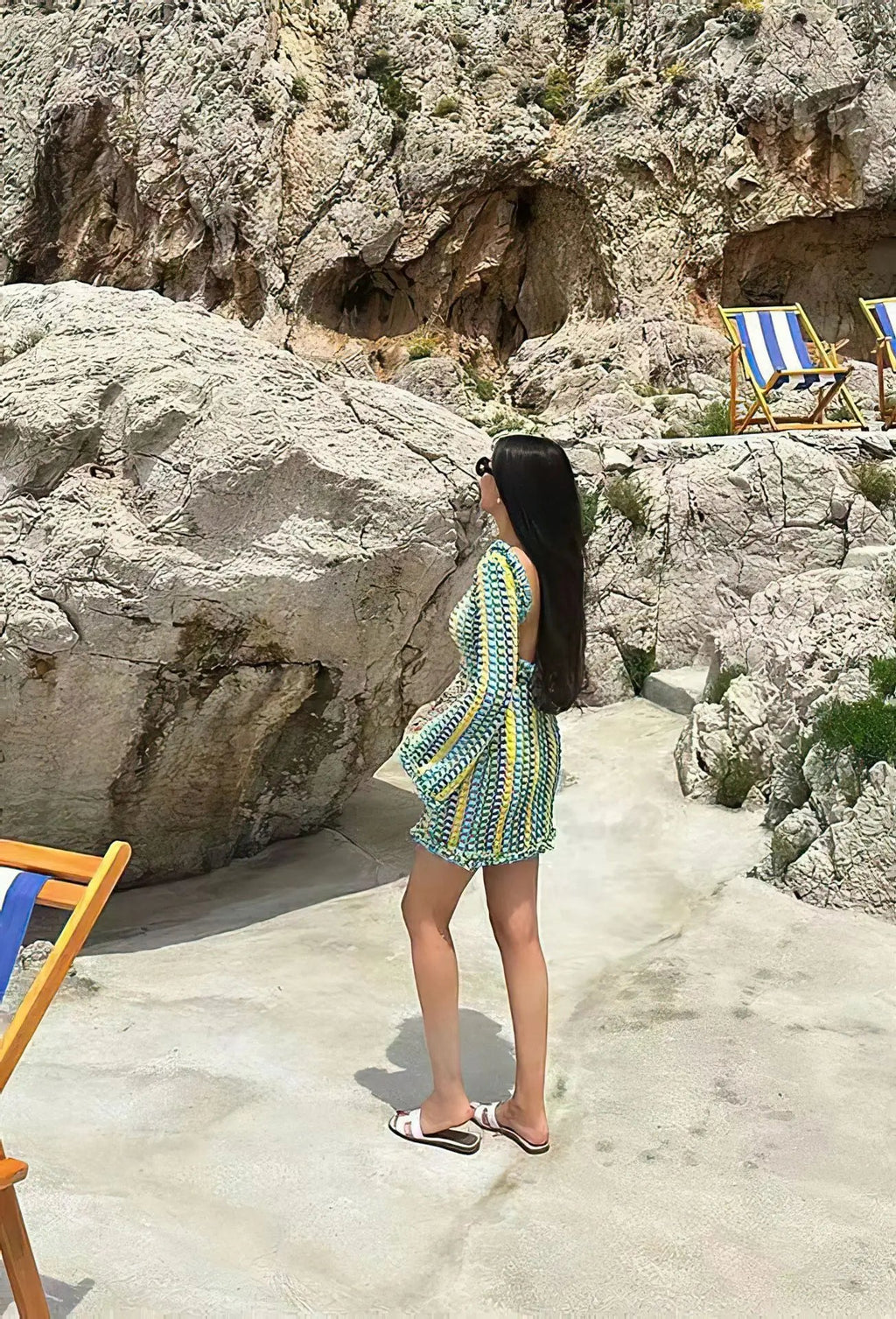 Sexy Backless Flare Sleeve Lace Knit Cut Out Party Beach Maxi Dress 2025 Summer Women Vacation Beachwear Swimsuit Cover Up A2815 Luxlife Brands