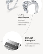 ATTAGEMS New Solid S925 Sliver 2.0ct Moissanite Rings for Women D VVS1 Pear Shape Diamond Engagement Wedding Fine Jewelry Gift Luxlife Brands